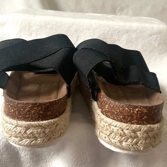 Black Pierre Dumas Jute Espadrille Platform Ankle Strap Sandals Size 6 - Picture 9 of 14